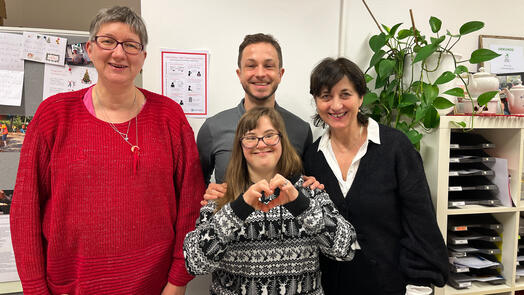 Petra, Tom, Jana und Lisa im BEW-Treffpunkt. Foto: Cordula