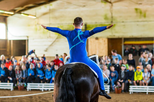 Nationale Sommerspiele Kiel 2018, Voltegieren. Hier: Marcel von Zwehl (IFZ Rhein-Main e.V. Foto: Sascha Klahn, Special Olympics Deutschland