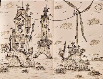 Bild aus einem Zeichenbuch von Rainer Dziegieleweski