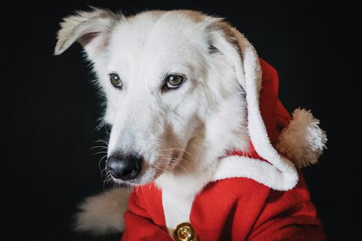 Hund im Mantel vom Weihnachtsmann, Foto: miezekieze auf Pixabay
