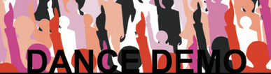 Auf dem Bild werden viele Arme in die Höhe gereckt. Sie sind bunt. Darunter steht Dance Demo.