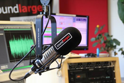 Mikrofon hängt im Tonstudio, Foto: SoundlargeAT auf Pixabay