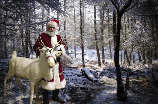 Der Weihnachtsmann mit seinem Rentier. Ein Bild von Ron Porter auf Pixabay.