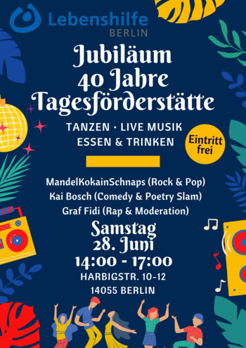 Flyer Party 40 Jahre Tagesförderstätte Charlottenburg